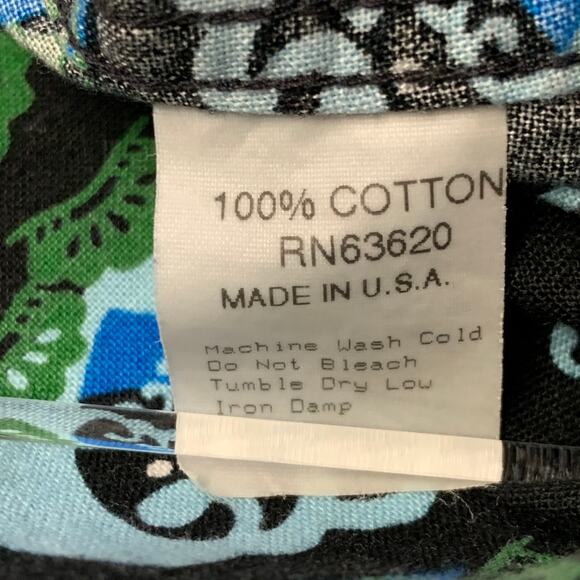 Size S Blue Black Mt. Fuji Cotton Button Down Collar Long Sleeve Shirt - Picture 6 of 6